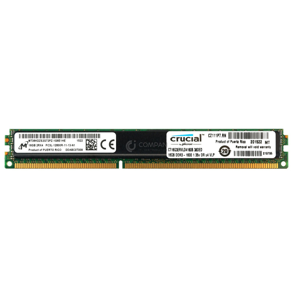 CT16G3ERVLD4160B-36DED CRUCIAL MEMORY 16GB 2RX4 PC3L 12800R DDR3L-1600 VLP RDIMM LOW PROFILE